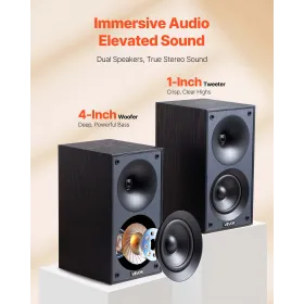 Passive Bookshelf Home Speakers Pair Stereo Audio Speakers Cone 70Hz-20KHz 150x189x280 mm