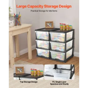 Plast Opbevaringsskuffer, 2 Pack Storage Organizer Skuffe, 6