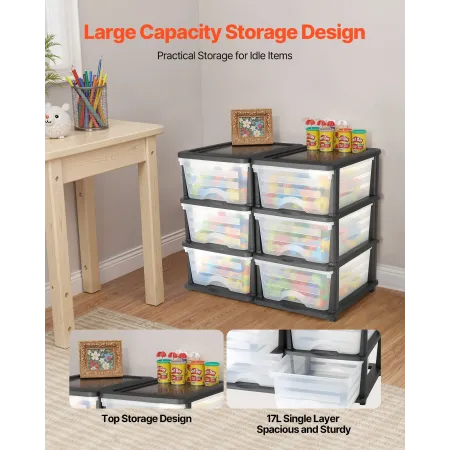 Plast Opbevaringsskuffer, 2 Pack Storage Organizer Skuffe, 6