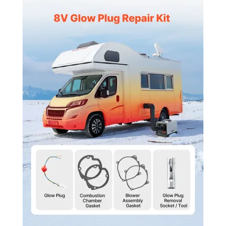 VEVOR 8V Glow Plug Repair Kit, Glow Plug Heater Repair Parking Heater Maintenance Kit with Atomization Mesh, Compatible with 2KW