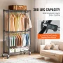 Heavy Duty Clothes Rack, Double Hanging Rods Clothing Garment Rack with Bottom and Top Storage Tier, Rolling Clothing Rack for H
