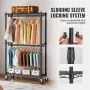 Heavy Duty Clothes Rack, Double Hanging Rods Clothing Garment Rack with Bottom and Top Storage Tier, Rolling Clothing Rack for H