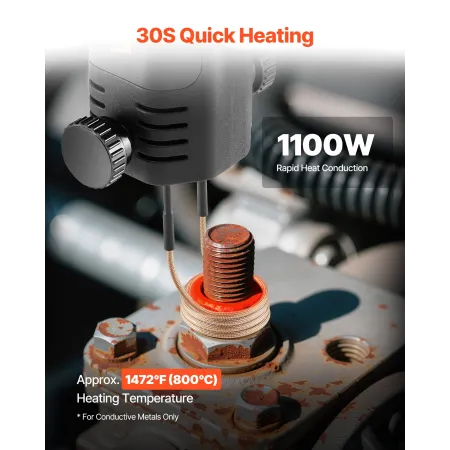 Induction Heater Bolt Removal, 1100W 230V Magnetic Induction Heater Kit, Handheld Nut Buster Tool, Mini Heating Machine for Rust