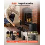 Ash Bucket, 4 PCS with Lid, Shovel, Broom and Gloves, Metal Fireplace Charcoal Bucket and Ash Can, 15L Large Capacity for Firepl