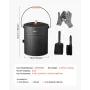 VEVOR Ash Bucket, 4 PCS with Lid, Shovel, Broom and Gloves, Metal Fireplace Charcoal Bucket and Ash Can, 15L Large Capacity for 