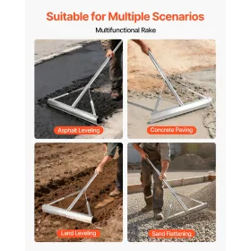 VEVOR Landskabsrive, 1510 mm Håndtag 508 mm Bredt Hoved, Large Heavy Duty Aluminium Landskabsplejeniveau, Asfaltriveværktøj til