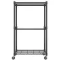 Heavy Duty Clothes Rack, Double Hanging Rods Clothing Garment Rack with Bottom and Top Storage Tier, Rolling Clothing Rack for H