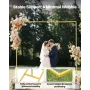 Arch Backdrop Stand, 2.4 x 2.4 m, Stable Structure, Easy Assembly, Square Gold Metal Arch Backdrop Stand for Wedding, Birthday P