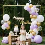 Arch Backdrop Stand, 2.4 x 2.4 m, Stable Structure, Easy Assembly, Square Gold Metal Arch Backdrop Stand for Wedding, Birthday P