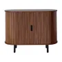 Coffee Bar Cabinet, Mid Century Fluted Coffee Bar Table, Buffet Stand Cabinet with 2 Sliding Doors, Sideboard Buffet Station for