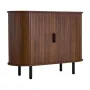 Coffee Bar Cabinet, Mid Century Fluted Coffee Bar Table, Buffet Stand Cabinet with 2 Sliding Doors, Sideboard Buffet Station for