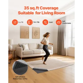 Rug Pad 1.52 x 2.13 m, Non-slip Carpet Area Pad, Rug Mat Padding with Dual Surface Felt Cushion & Rubber Gripper, Hardwood Floor