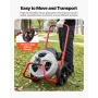 Drain Cleaner Machine 22m x 9.5mm, Sewer Snake Auger Manual Feed on Wheels, Portable Drain Cleaning Machine with 6 Cutters & Air