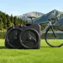 Bike Travel Case, Bicycle Travel Bag with EVA Hard Shell, Quick-Release Buckle, Dual Zipper, TSA Lock and Wheels, Black Bicycle 