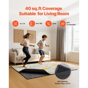 VEVOR Rug Pad 2.44 x 1.52 m, Non-slip Carpet Area Pad, Rug Mat Padding with Dual Surface Felt Cushion & Rubber Gripper, Hardwood