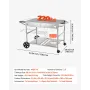 Outdoor Grill Cart, 925 x 595 x 25mm Tabletop Size Grilling Table, Movable Outdoor Cooking Table with 4 Spice Containers, Wheels