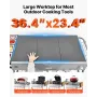 VEVOR Outdoor Grill Cart, 925 x 595 x 25mm Tabletop Size Grilling Table, Movable Outdoor Cooking Table with 4 Spice Containers, 