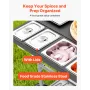 Outdoor Grill Cart, 925 x 595 x 25mm Tabletop Size Grilling Table, Movable Outdoor Cooking Table with 4 Spice Containers, Wheels