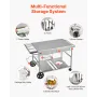 Outdoor Grill Cart, 925 x 595 x 25mm Tabletop Size Grilling Table, Movable Outdoor Cooking Table with 4 Spice Containers, Wheels