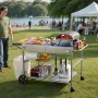 VEVOR Outdoor Grill Cart, 925 x 595 x 25mm Tabletop Size Grilling Table, Movable Outdoor Cooking Table with 4 Spice Containers, 