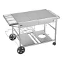 VEVOR Outdoor Grill Cart, 925 x 595 x 25mm Tabletop Size Grilling Table, Movable Outdoor Cooking Table with 4 Spice Containers, 