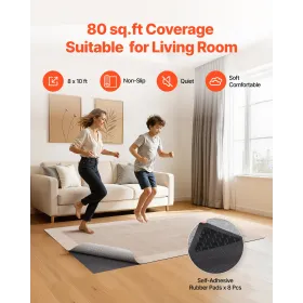 VEVOR Rug Pad 2.44 x 3.05 m, Non-slip Carpet Area Pad, Rug Mat Padding with Dual Surface Felt Cushion & Rubber Gripper, Hardwood