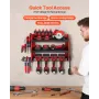 VEVOR Power Tool Organizer Wall Mount, 3-Layer Storage Rack with 4 Drill Holders, Tools Holder and Storage Rack with Side Pegboa