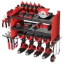 Power Tool Organizer Wall Mount, 3-Layer Storage Rack with 4 Drill Holders, Tools Holder and Storage Rack with Side Pegboards, G