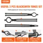 VEVOR Blacksmith Tongs, 45.7 cm 3 PCS, V-Bit Bolt Tongs, Wolf Jaw Tongs and Z V-Bit Tongs, Carbon Steel Forge Tongs with A3 Stee