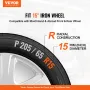 Wheel Rim Cover Hubcaps, 15 in Diameter, Sturdy & Durable Scratch-Resistant Hubcap with Snap & Valve Nozzle Hole, ABS & PC Hubca