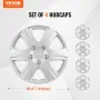 VEVOR Wheel Rim Cover Hubcaps, 15 in Diameter, Sturdy & Durable Scratch-Resistant Hubcap with Snap & Valve Nozzle Hole, ABS & PC
