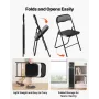 4 Pack Folding Chairs, Foldable Leather Chairs with Heavy Duty Metal Frame & Padded Cushion, Portable Folding Card Table Chairs,