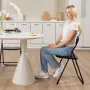 4 Pack Folding Chairs, Foldable Leather Chairs with Heavy Duty Metal Frame & Padded Cushion, Portable Folding Card Table Chairs,