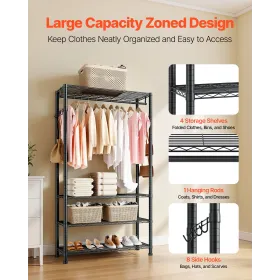 Clothing Garment Rack, Heavy Duty Clothing Garment Rack, 4 Adjustable Tiers Clothing Racks with Carbon Steel, 227 kg Load Capaci