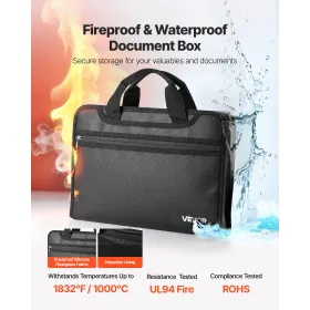VEVOR Fireproof Document Bag, 1000 ℃ Heat Insulated Fireproof & Waterproof Bag, Portable Multi-Layer File Storage Security Organ