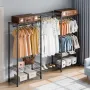 Heavy Duty Clothes Rack, Rolling Clothing Garment Rack with 4 Hang Rods & 8 Storage Tiers, Adjustable Custom Closet Rack, Freest