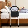 VEVOR Bed Rail for Elderly, Bedside Assist Rails with Supporting Leg and PU Handrail, Adjustable Height Carbon Steel Pipe Bedsid