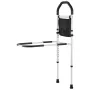 Bed Rail for Elderly, Bedside Assist Rails with Supporting Leg and PU Handrail, Adjustable Height Carbon Steel Pipe Bedside Cane