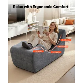 Yoga Chair Chaise, Ergonomic Chaise Lounge Chair for Yoga, Modern Boneless Curved Foam Lounge Indoor for Massage, Stretching, Re
