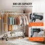 Heavy Duty Clothes Rack, Double Hanging Rod Clothing Garment Rack for Hanging Clothes, Adjustable Height and Extendable Length C