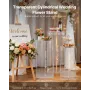 VEVOR Wedding Flower Stand, 3PCS 60/75/90cm Round Cylinder Plinth, Clear Pedestal Stand with Transparent Acrylic Lid, Cylindrica