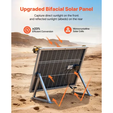 2 STK 100 W bifacial solpaneler, 23 % højeffektiv N-type