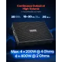 Car Audio Amplifier, 4-Channel Bridgeable Car Amplifier, Multichannel Class AB Stereo Amp, Max. 4 x 200W at 4 Ohms / 4 x 400W at