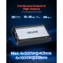 VEVOR Car Audio Amplifier, 4-Channel Bridgeable Car Amplifier, Multichannel Class D Stereo Amp, Max. 4 x 500W at 4 Ohms / 4 x 10