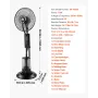 Misting Fan, 3 Wind Speeds Misting Standing Fan, Mister Cooling Fans with 3L Water Tank, Remote & Panel Control, Water Cooling F
