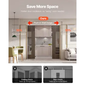 VEVOR Pocket Door Frame Kit, for 1219-1829mm Wide 2032mm High Door, Pocket Door Kit with Two-Way Soft Close Mechanism, Slide Smo