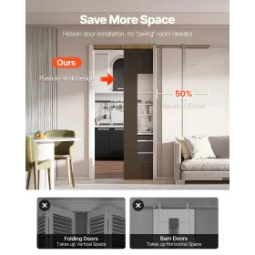 Pocket Door Frame Kit, for 610-914mm Wide 2134mm High Door, Pocket Door Kit with Two-Way Soft Close Mechanism, Slide Smoothly Qu