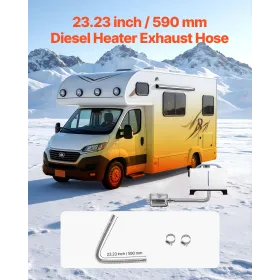 VEVOR Exhaust Hose, 600mm Diesel Heater Flexible Exhaust Pipe, Stainless Steel Exhausts Hoses with 2 Hose Clamps, Air Diesel Par