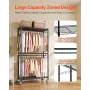 VEVOR Rolling Clothes Rack, Heavy Duty Clothing Garment Rack, 3 Adjustable Tiers Clothing Racks with Carbon Steel, 204 kg Load C
