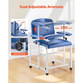 VEVOR Phlebotomy Chair, Blood Draw Chair with Adjustable Armrests and Flip Arm, 181KG/400LBS Loading Blood Drawing Medical Chair